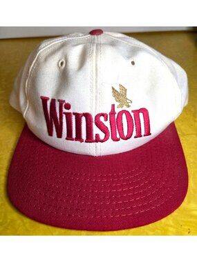 Vintage Winston Logo Snapback Hat Red White Adjustable Made In USA